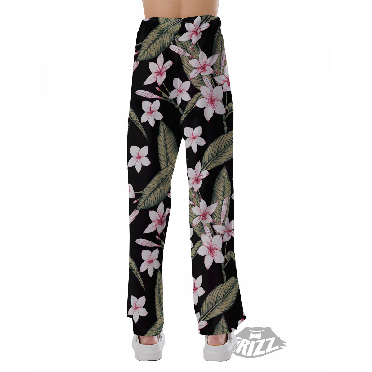 Flower Frangipani Watercolor Print Pattern Pajama Pants-grizzshop