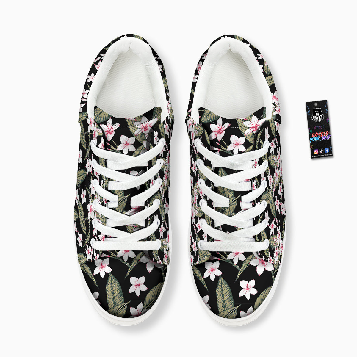 Flower Frangipani Watercolor Print Pattern Platform Shoes-grizzshop