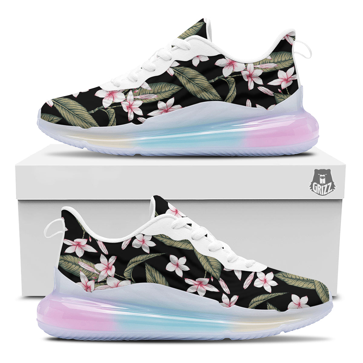 Flower Frangipani Watercolor Print Pattern Running Sneakers-grizzshop