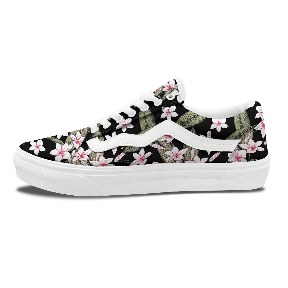 Flower Frangipani Watercolor Print Pattern Skate Shoes-grizzshop