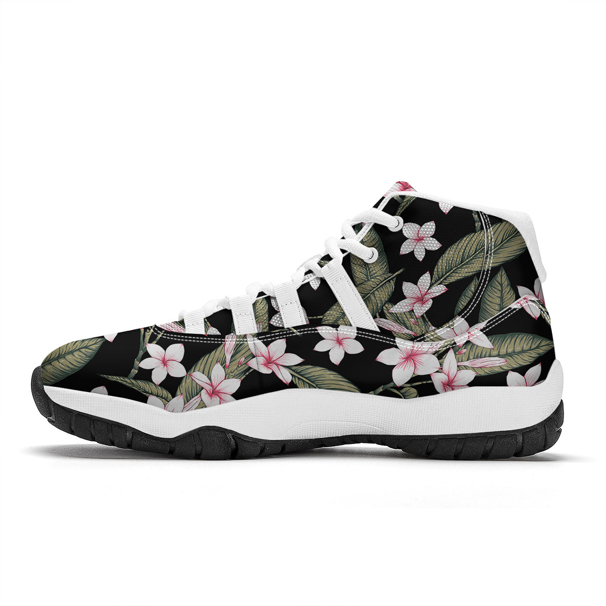 Flower Frangipani Watercolor Print Pattern White Bball Shoes-grizzshop