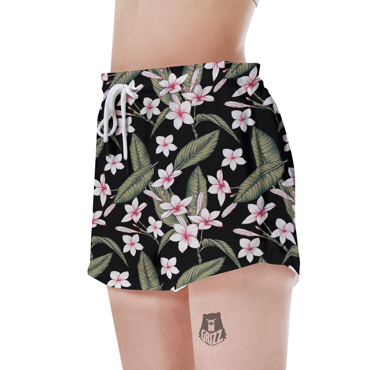 Flower Frangipani Watercolor Print Pattern Women's Shorts-grizzshop