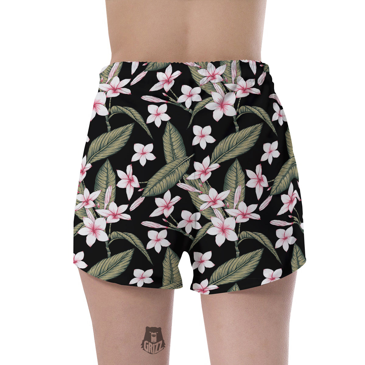 Flower Frangipani Watercolor Print Pattern Women's Shorts-grizzshop