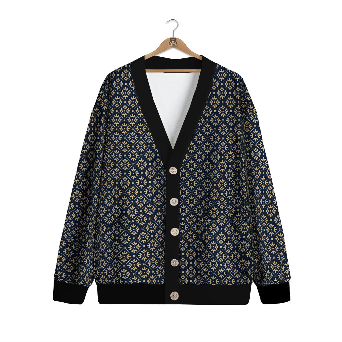 Flower Geometric Dot Print Pattern Cardigan-grizzshop