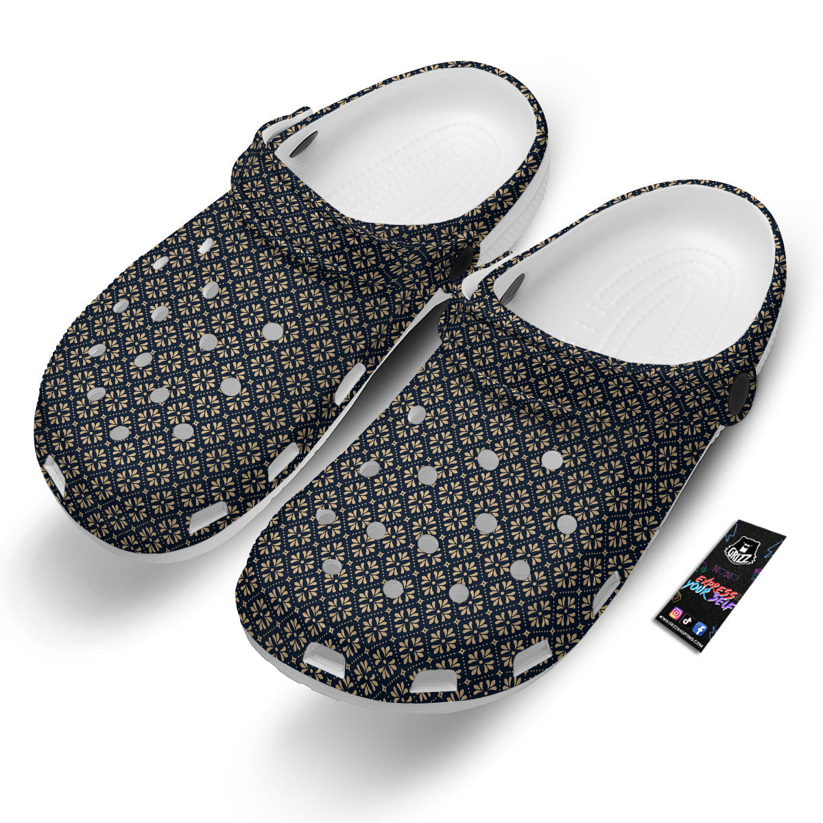 Flower Geometric Dot Print Pattern Clog-grizzshop