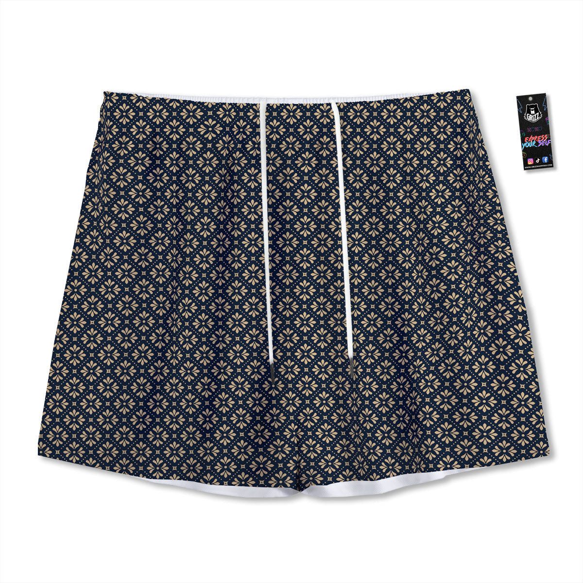 Flower Geometric Dot Print Pattern Mesh Shorts-grizzshop