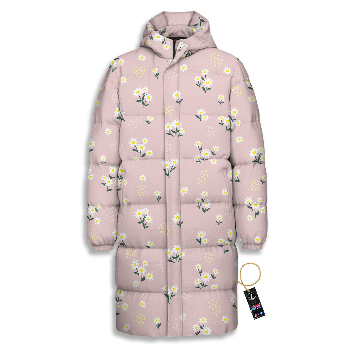 Flower Girly Spring Print Pattern Long Down Jacket-grizzshop