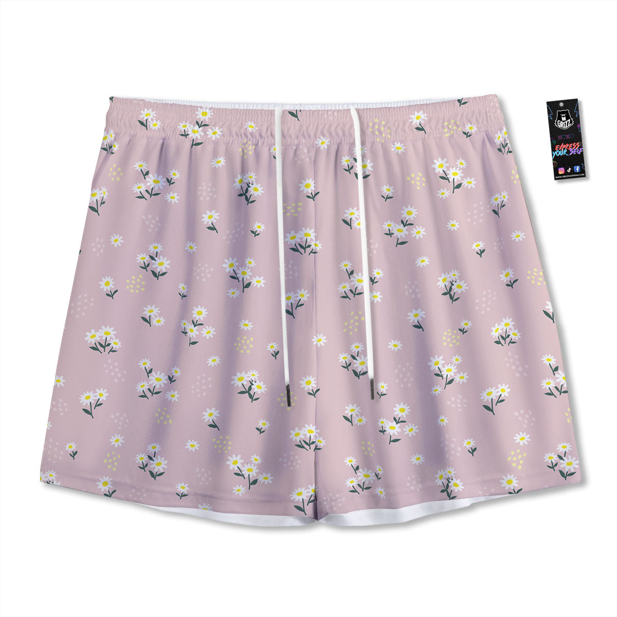 Flower Girly Spring Print Pattern Mesh Shorts-grizzshop
