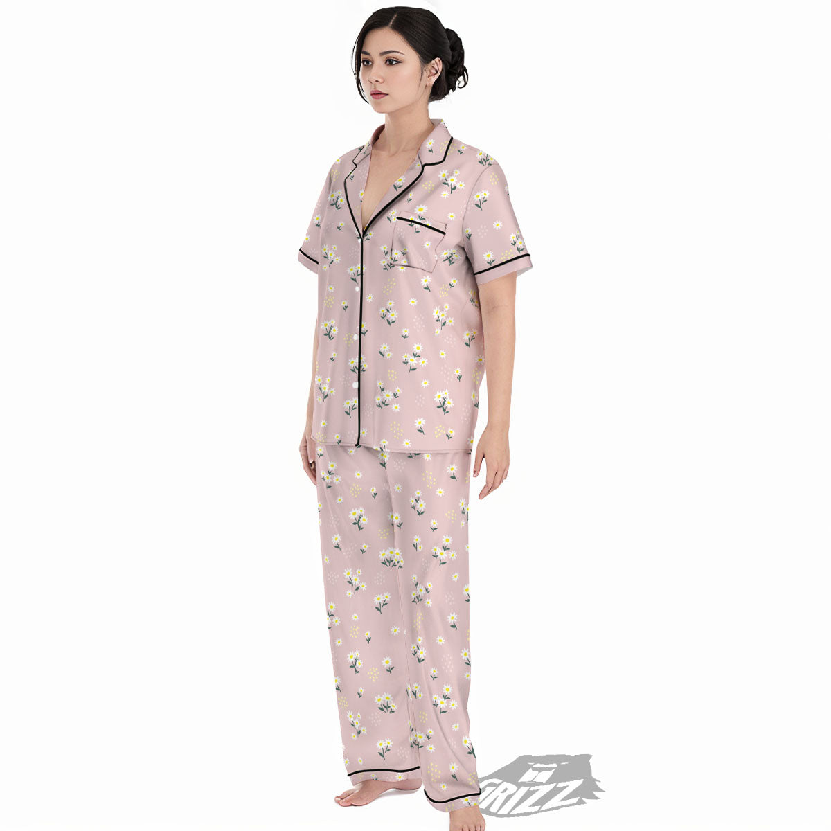 Flower Girly Spring Print Pattern Women's Pajamas Set-grizzshop