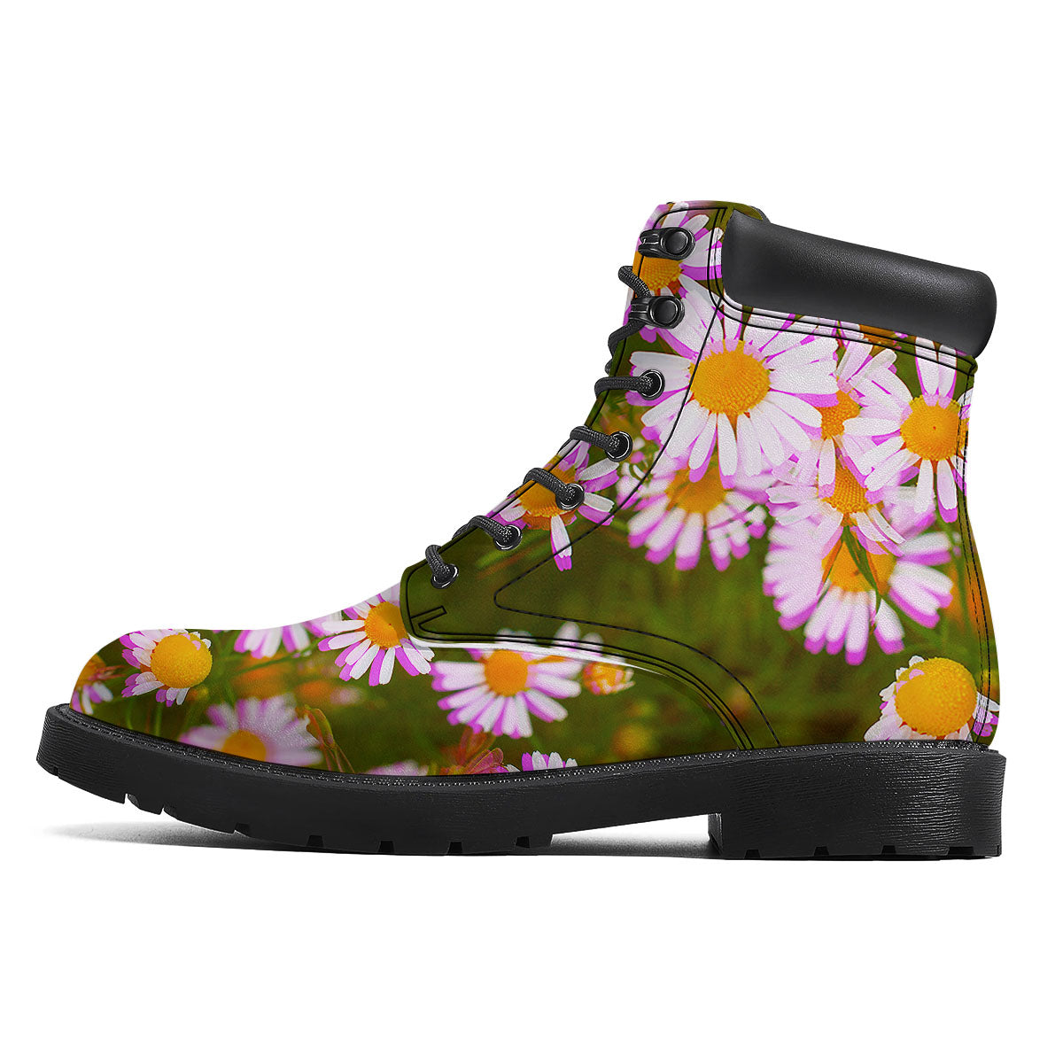 Flower Glitch Daisy Print Boots-grizzshop