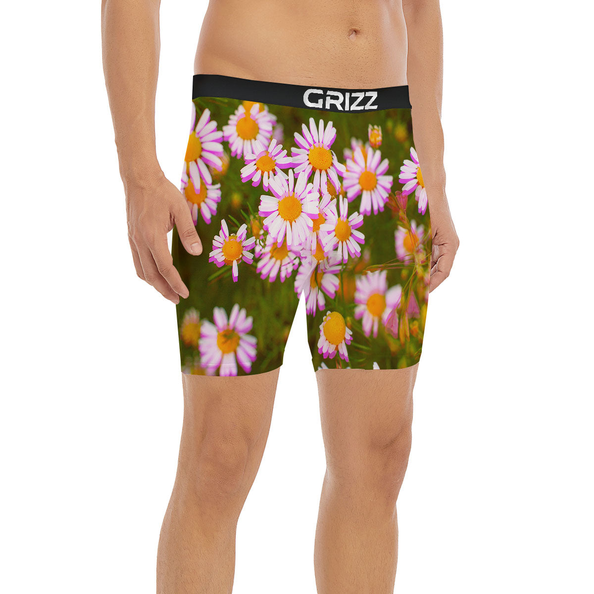 Flower Glitch Daisy Print Boxer Briefs-grizzshop