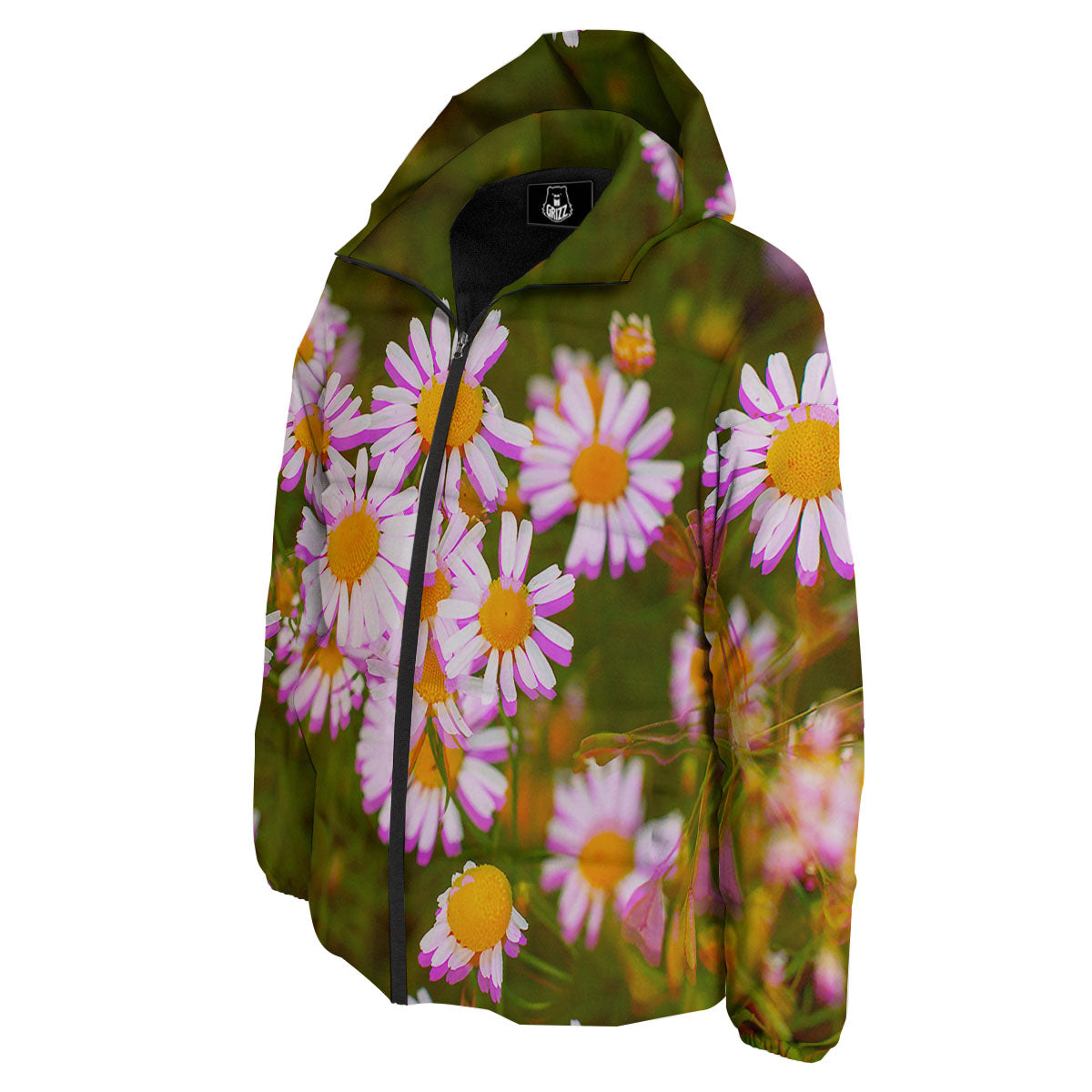 Flower Glitch Daisy Print Down Jacket-grizzshop
