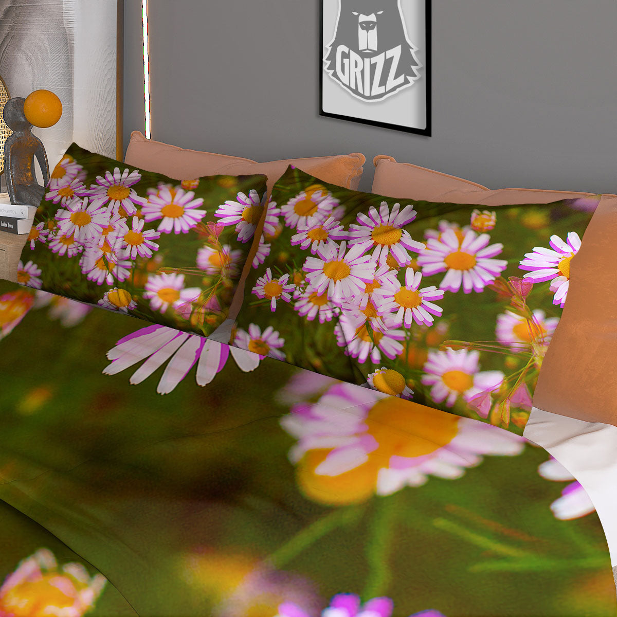 Flower Glitch Daisy Print Duvet Cover Bedding Set