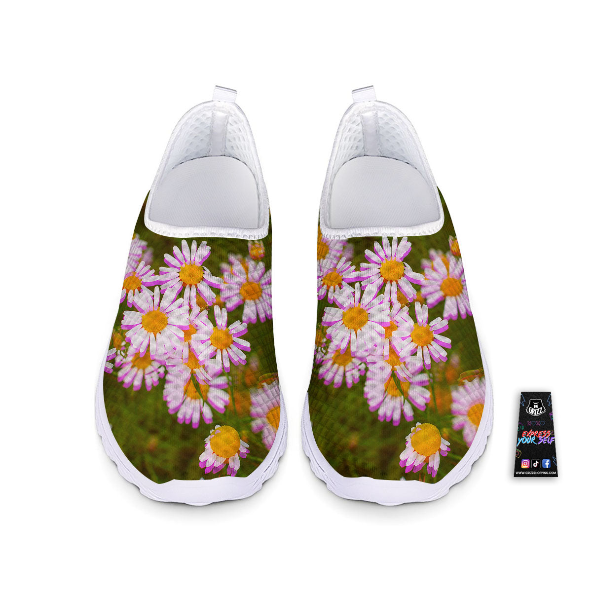 Flower Glitch Daisy Print Nurse Shoes-grizzshop