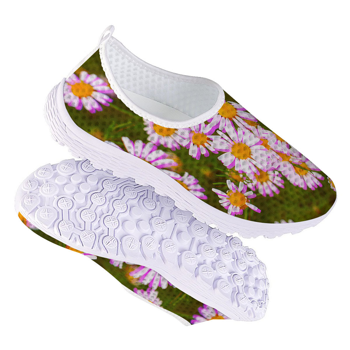 Flower Glitch Daisy Print Nurse Shoes-grizzshop