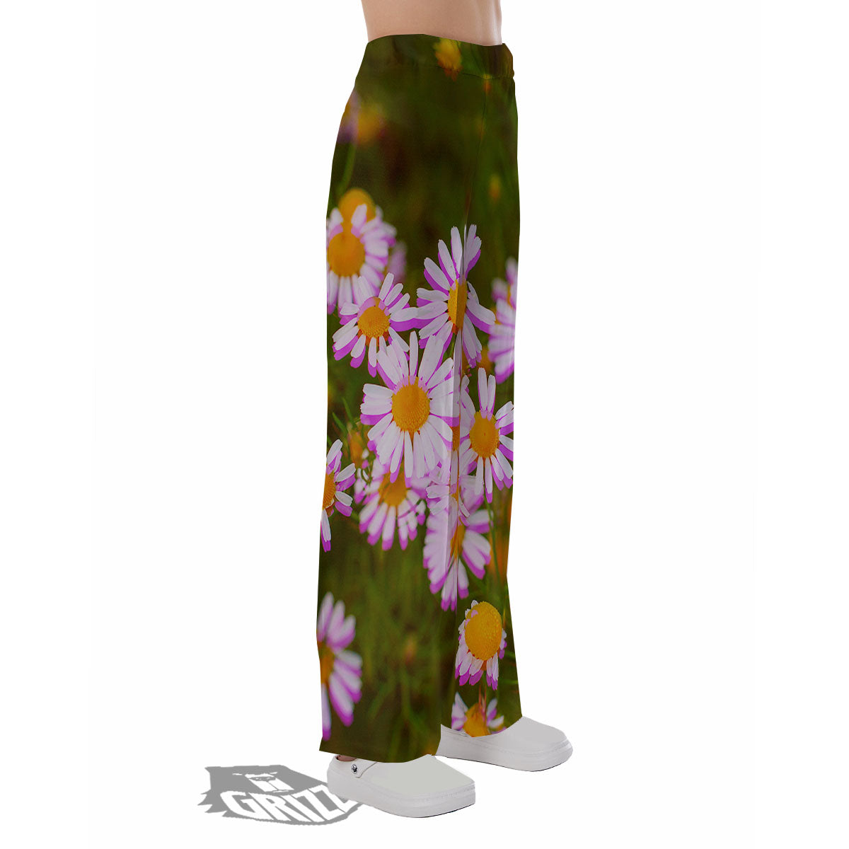 Flower Glitch Daisy Print Pajama Pants-grizzshop
