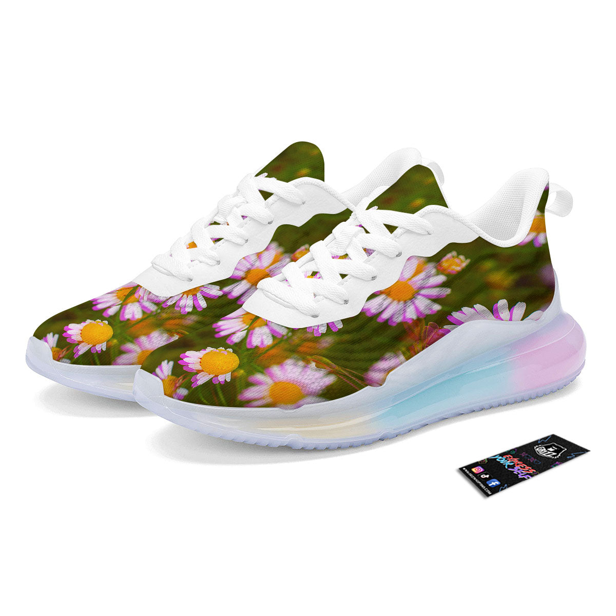 Flower Glitch Daisy Print Running Sneakers-grizzshop