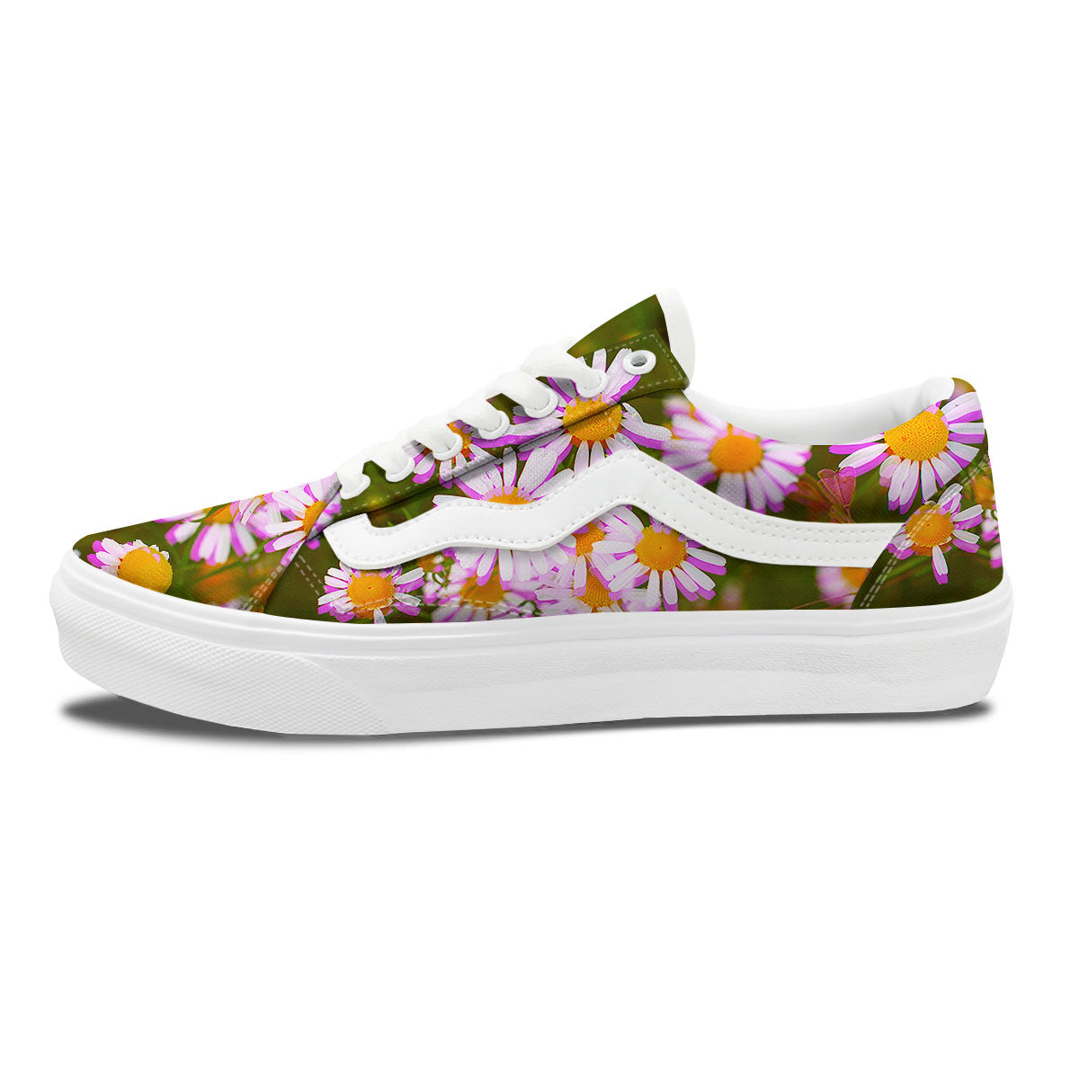 Flower Glitch Daisy Print Skate Shoes-grizzshop