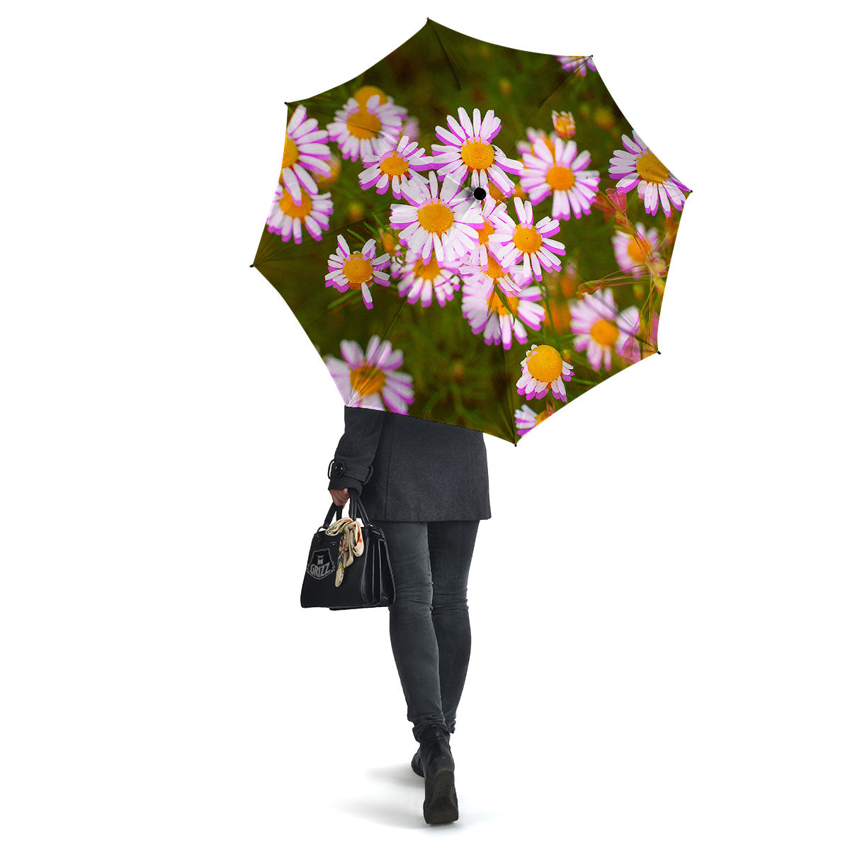 Flower Glitch Daisy Print Umbrella-grizzshop