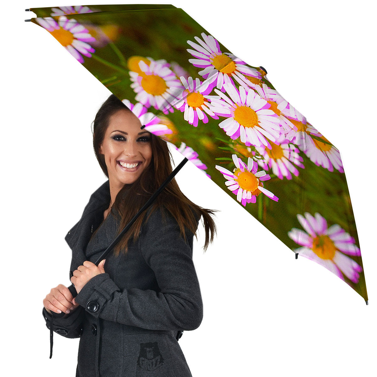 Flower Glitch Daisy Print Umbrella-grizzshop