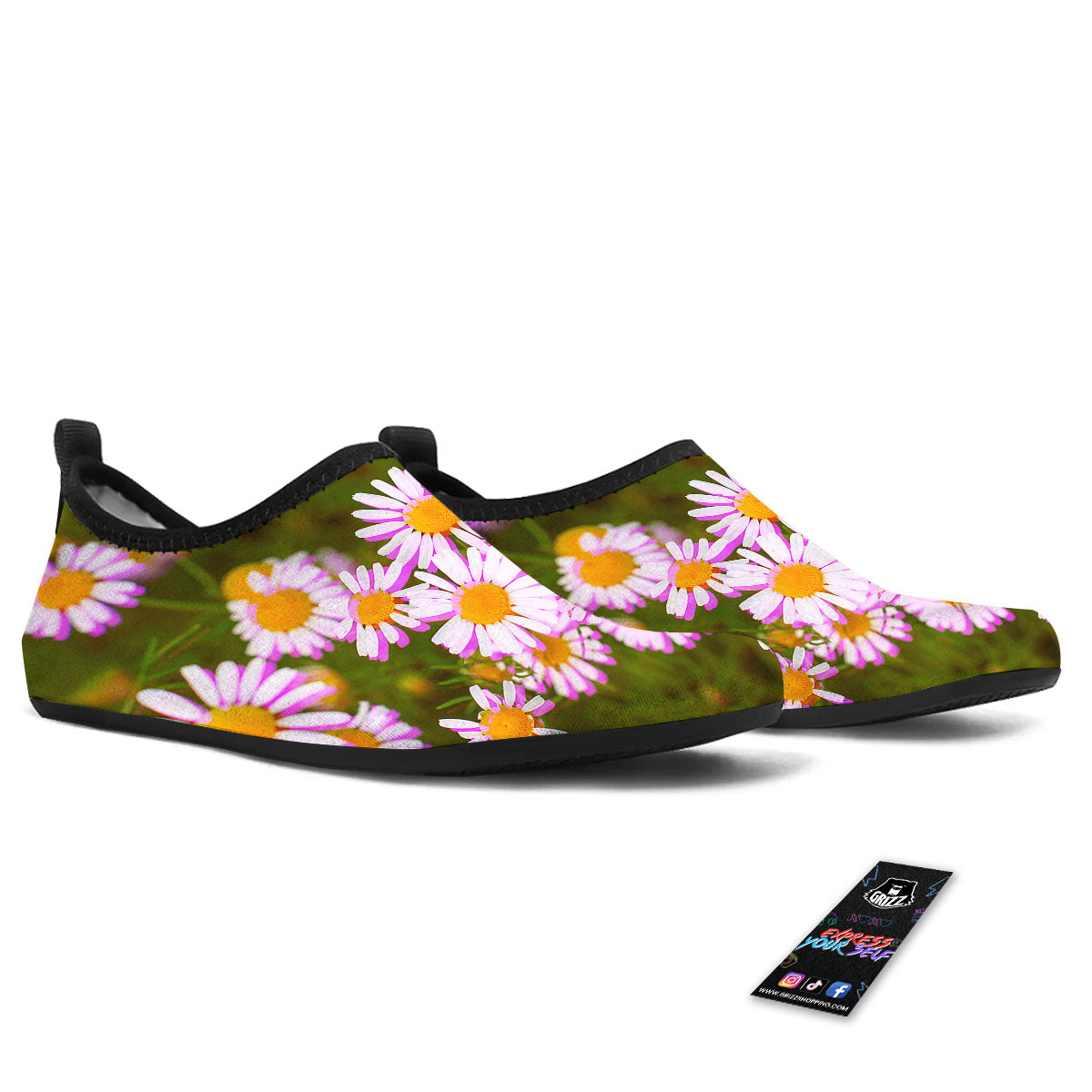 Flower Glitch Daisy Print Water Shoes-grizzshop