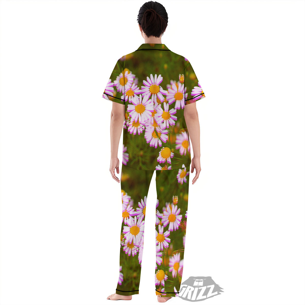 Flower Glitch Daisy Print Women's Pajamas Set-grizzshop