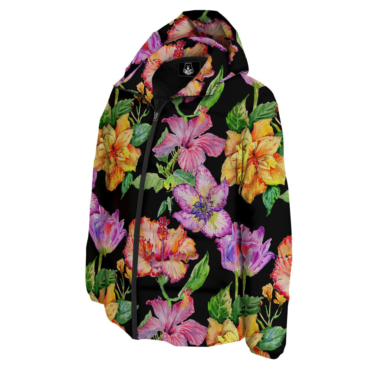 Flower Hawaiian Aloha Print Down Jacket-grizzshop