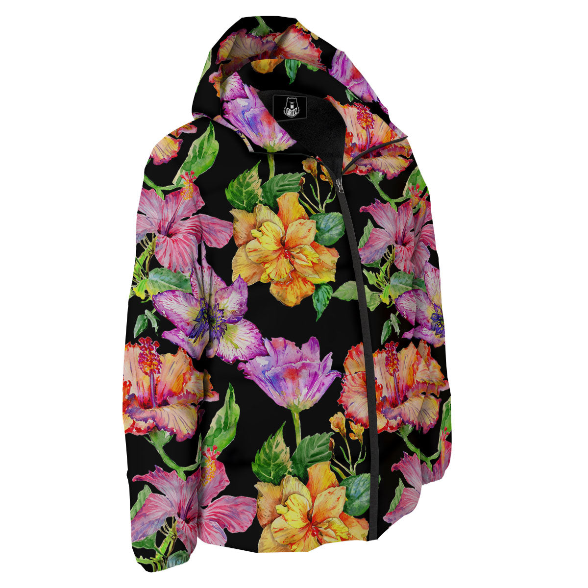 Flower Hawaiian Aloha Print Down Jacket-grizzshop