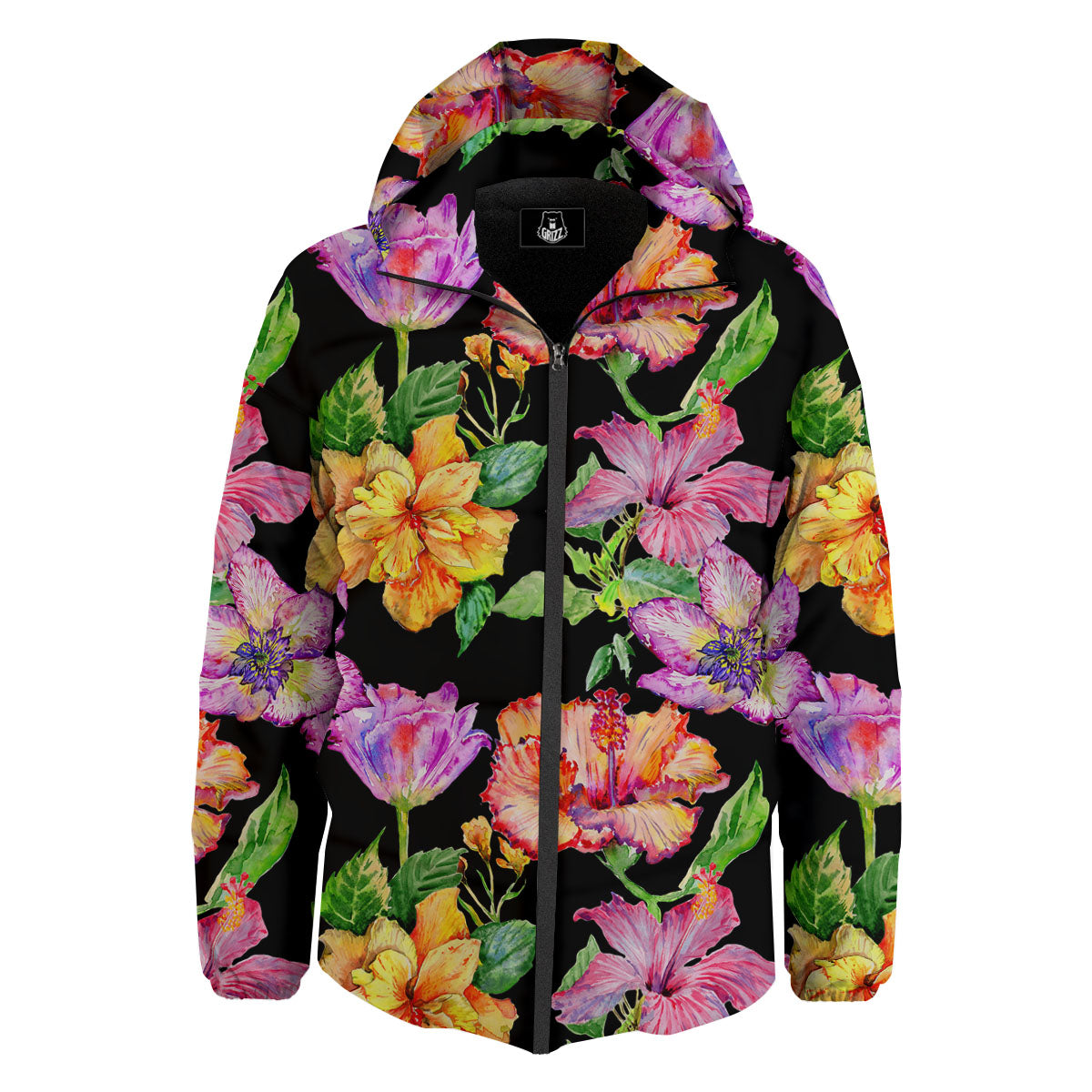 Flower Hawaiian Aloha Print Down Jacket-grizzshop
