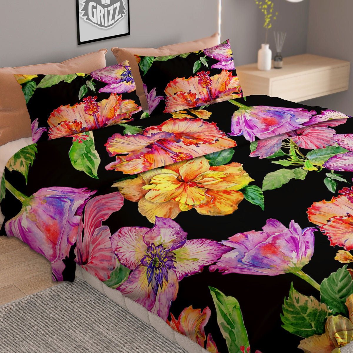 Flower Hawaiian Aloha Print Duvet Cover Bedding Set-grizzshop