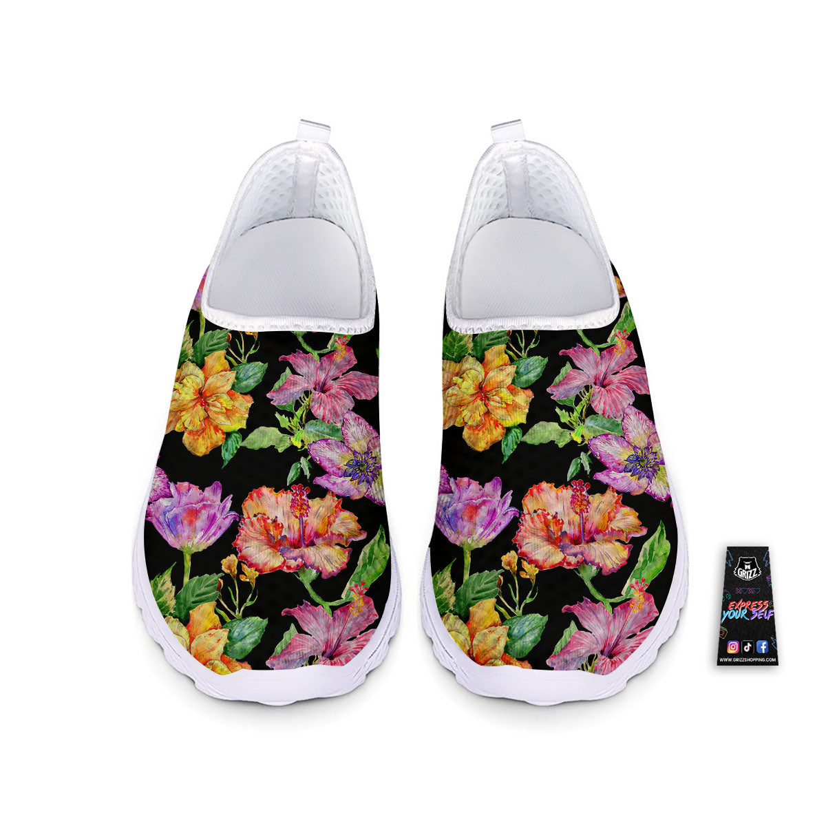 Flower Hawaiian Aloha Print Nurse Shoes-grizzshop