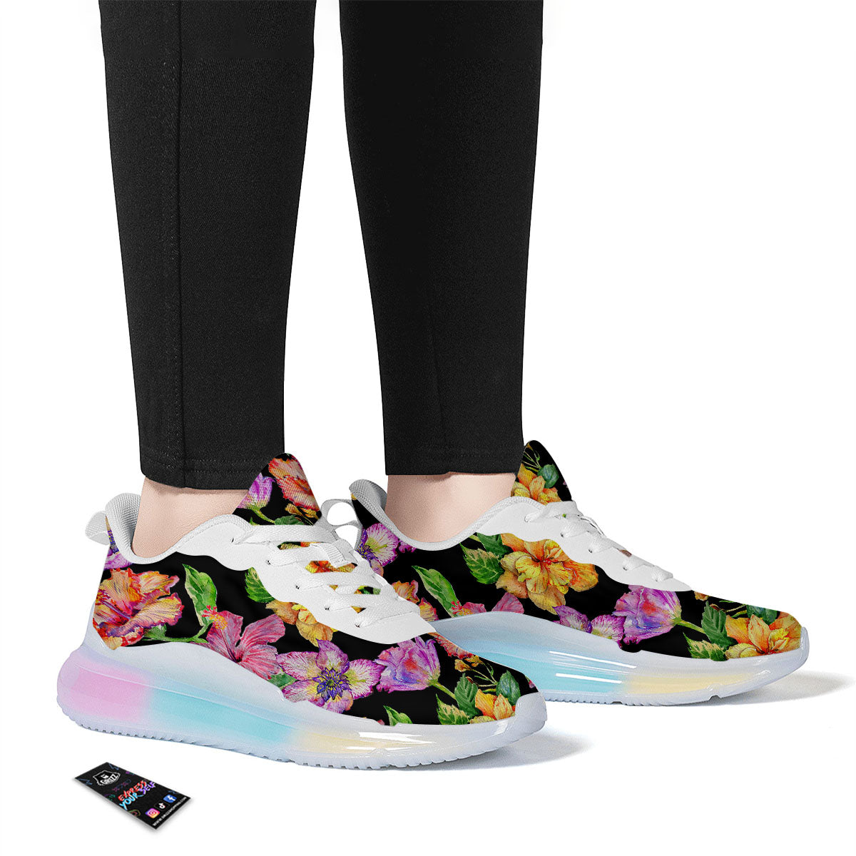 Flower Hawaiian Aloha Print Running Sneakers-grizzshop