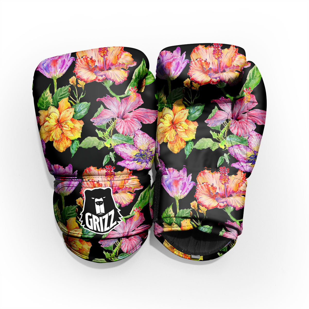 Flower Hawaiian Aloha Print Sparring Gloves-grizzshop