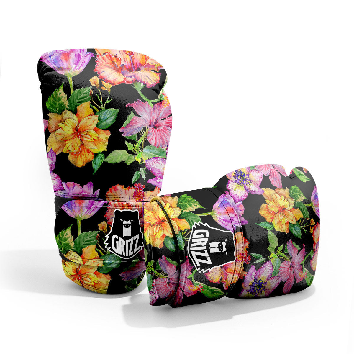Flower Hawaiian Aloha Print Sparring Gloves-grizzshop
