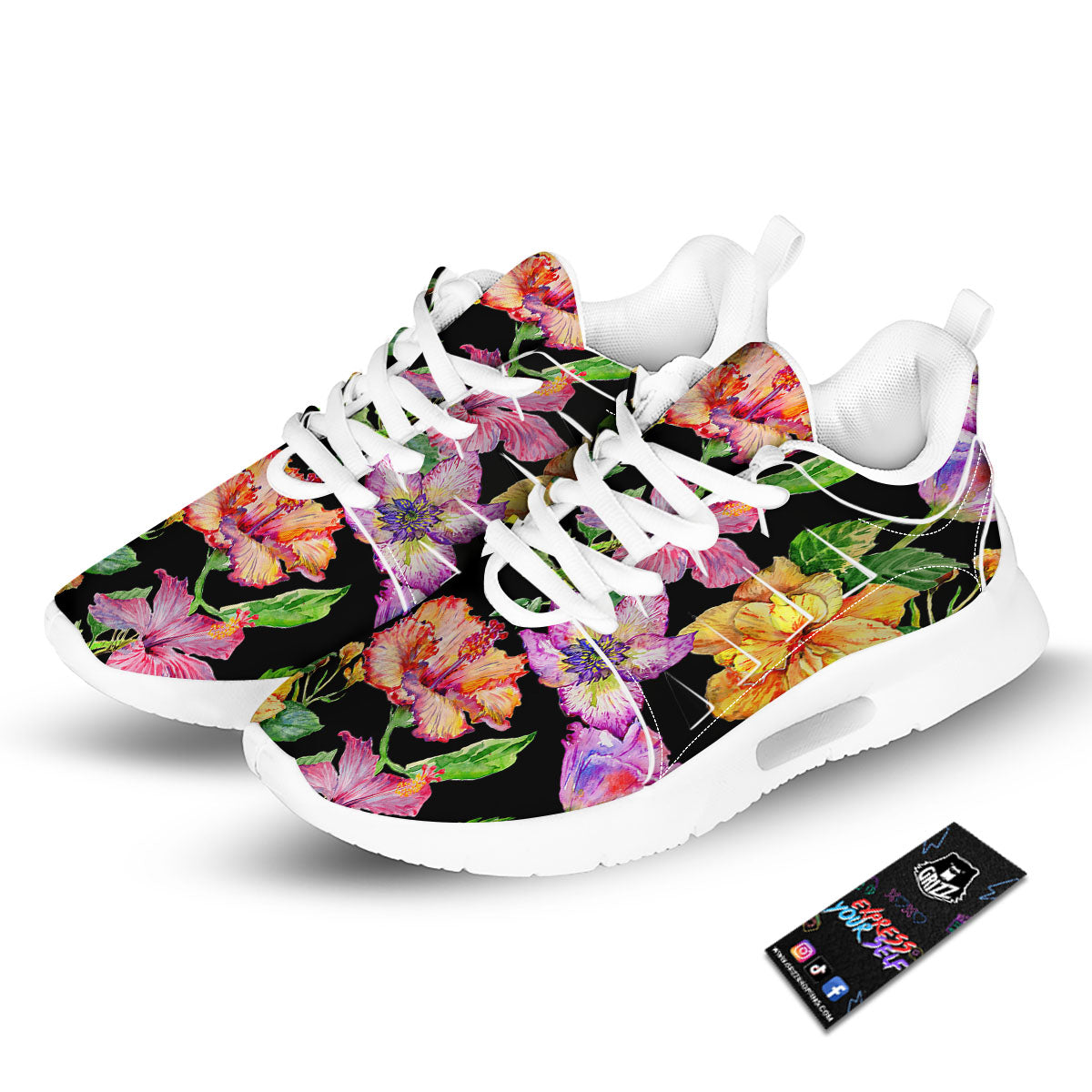 Flower Hawaiian Aloha Print Tennis Shoes-grizzshop