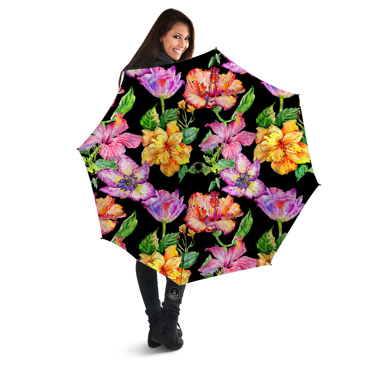 Flower Hawaiian Aloha Print Umbrella-grizzshop