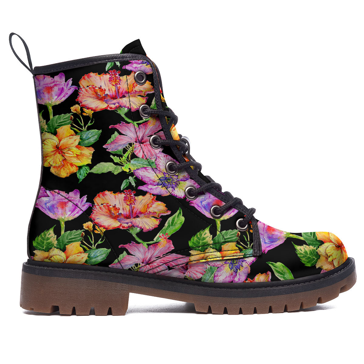 Flower Hawaiian Aloha Print Work Boots-grizzshop