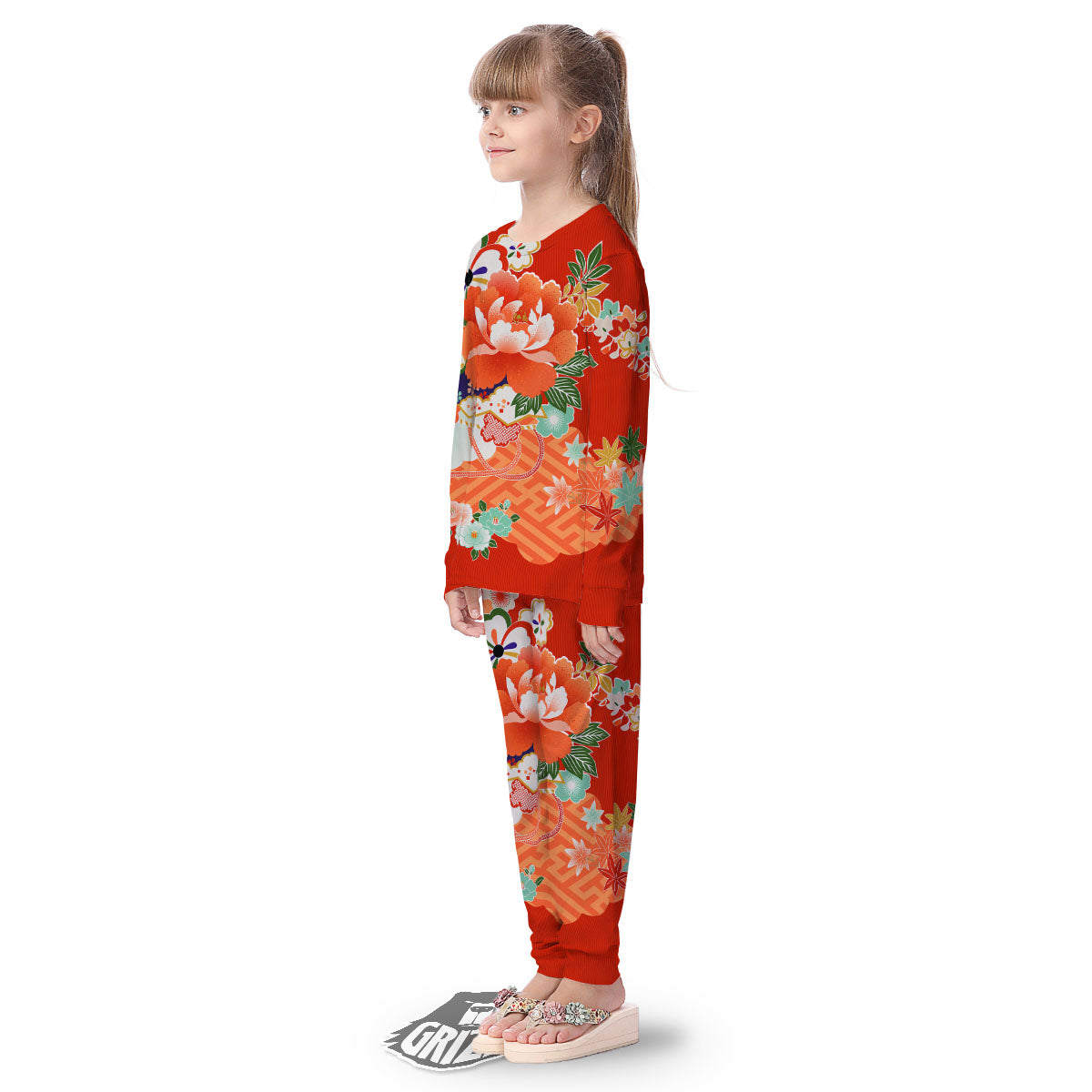 Flower Japanese Print Kid's Pajamas-grizzshop