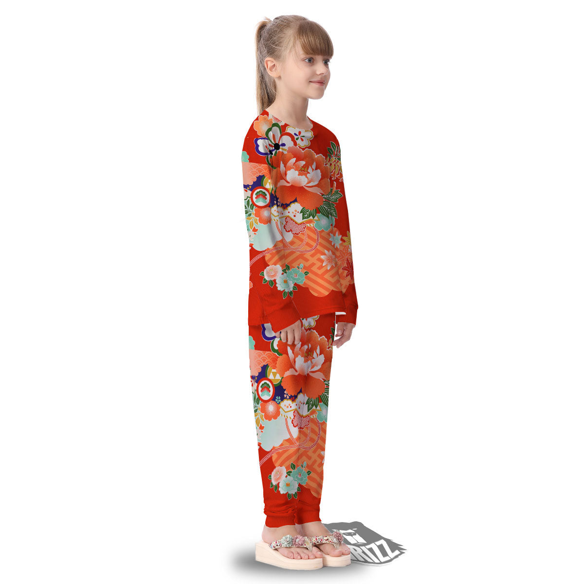 Flower Japanese Print Kid's Pajamas-grizzshop