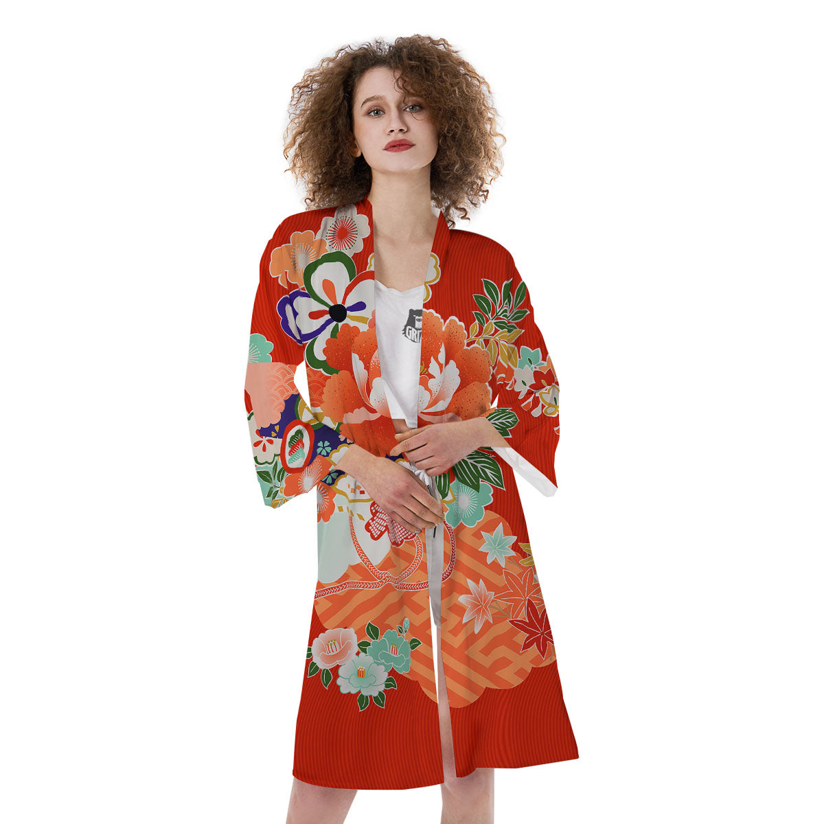 Flower Japanese Print Kimono-grizzshop