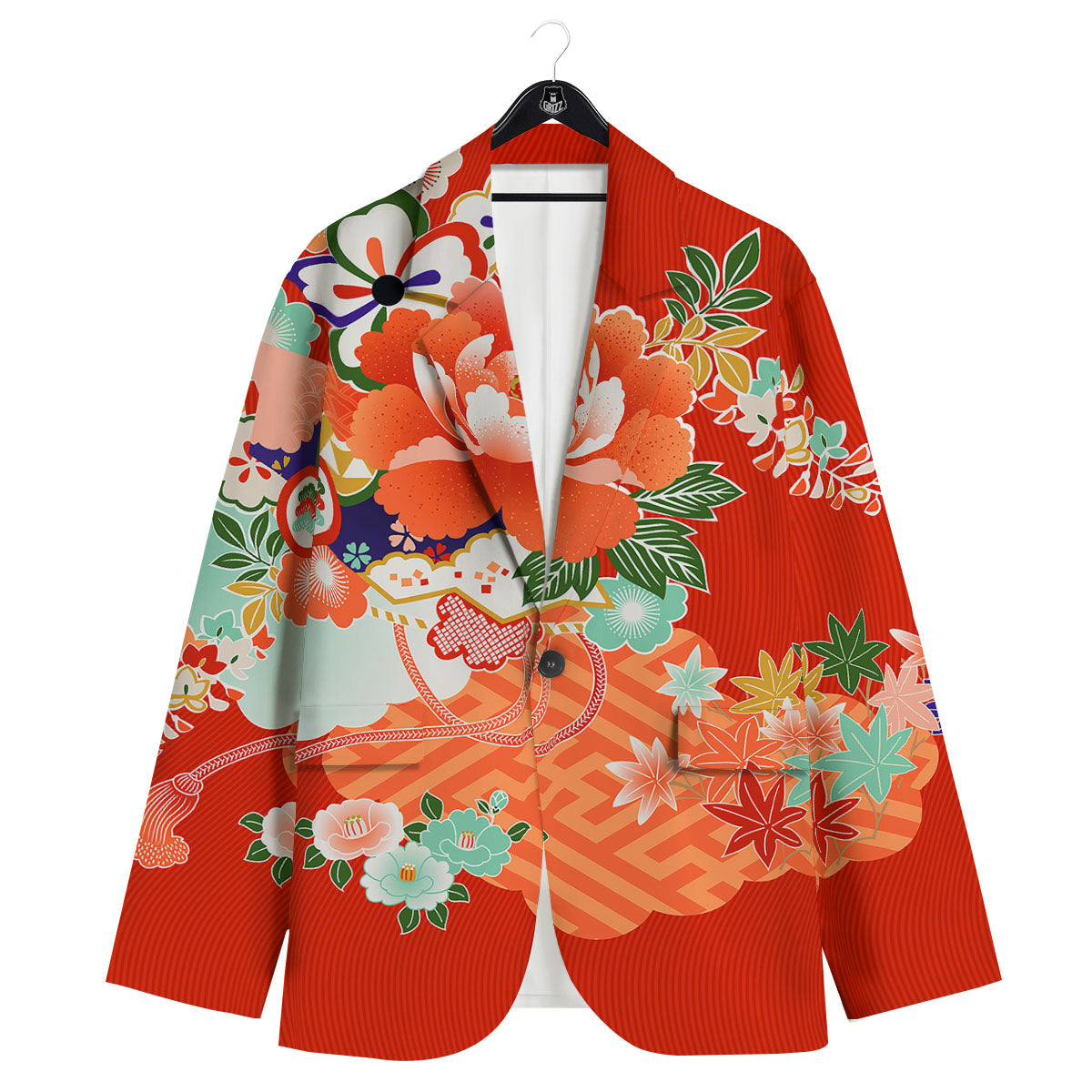 Flower Japanese Print Men's Sport Coat-grizzshop