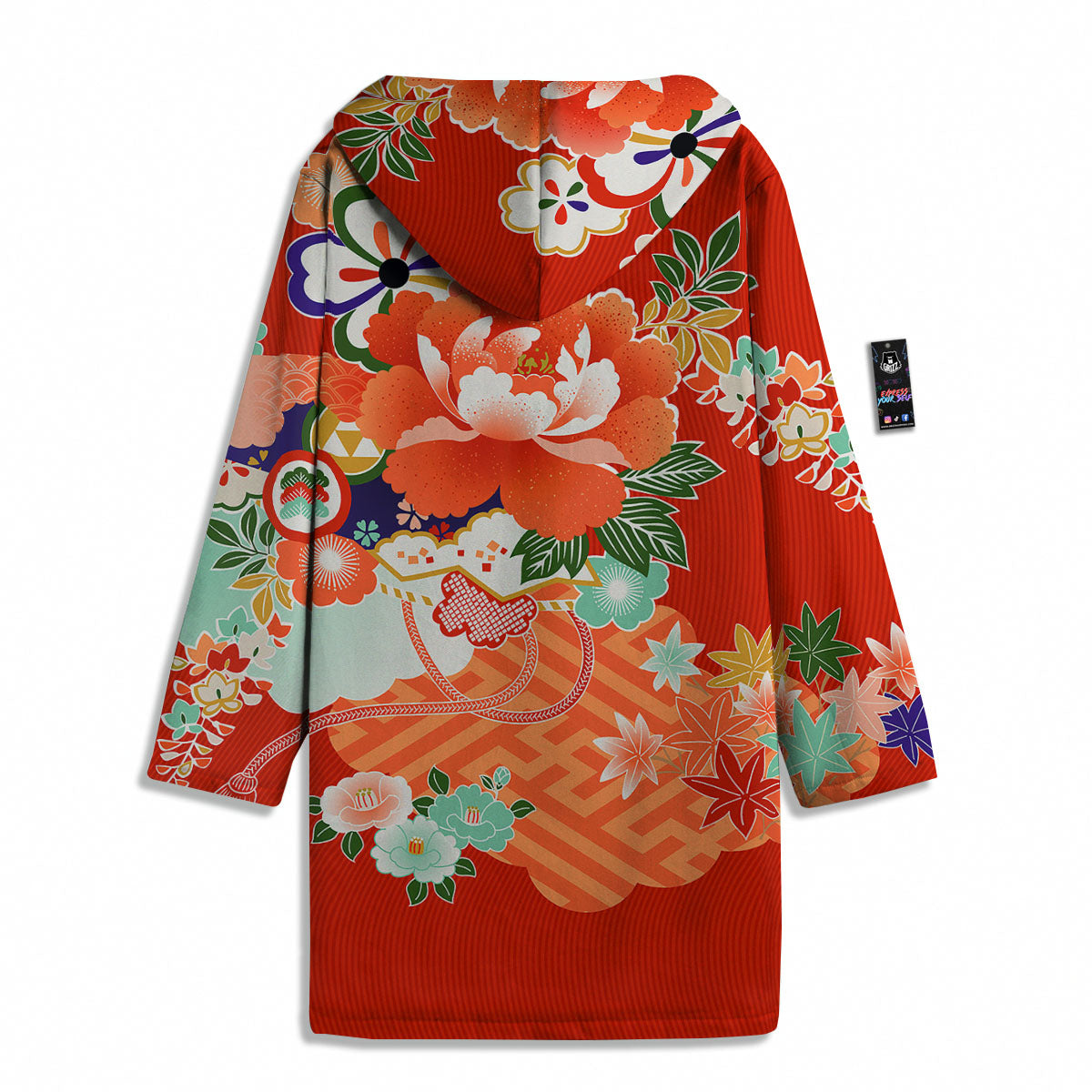 Flower Japanese Print Men's Windbreaker Jacket-grizzshop