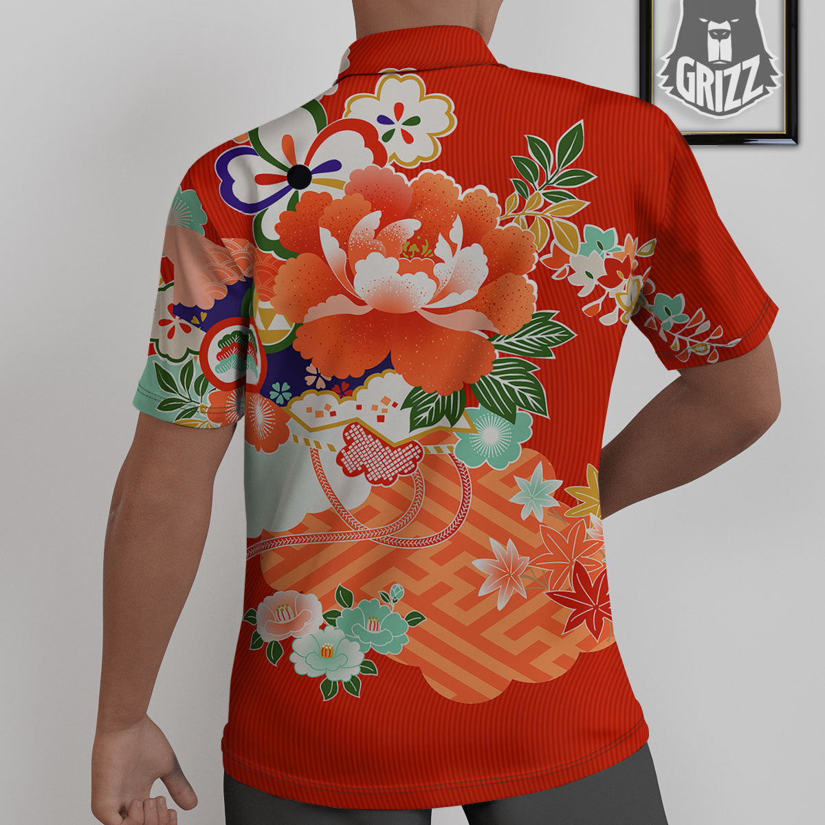 Flower Japanese Print Untucked Shirts-grizzshop