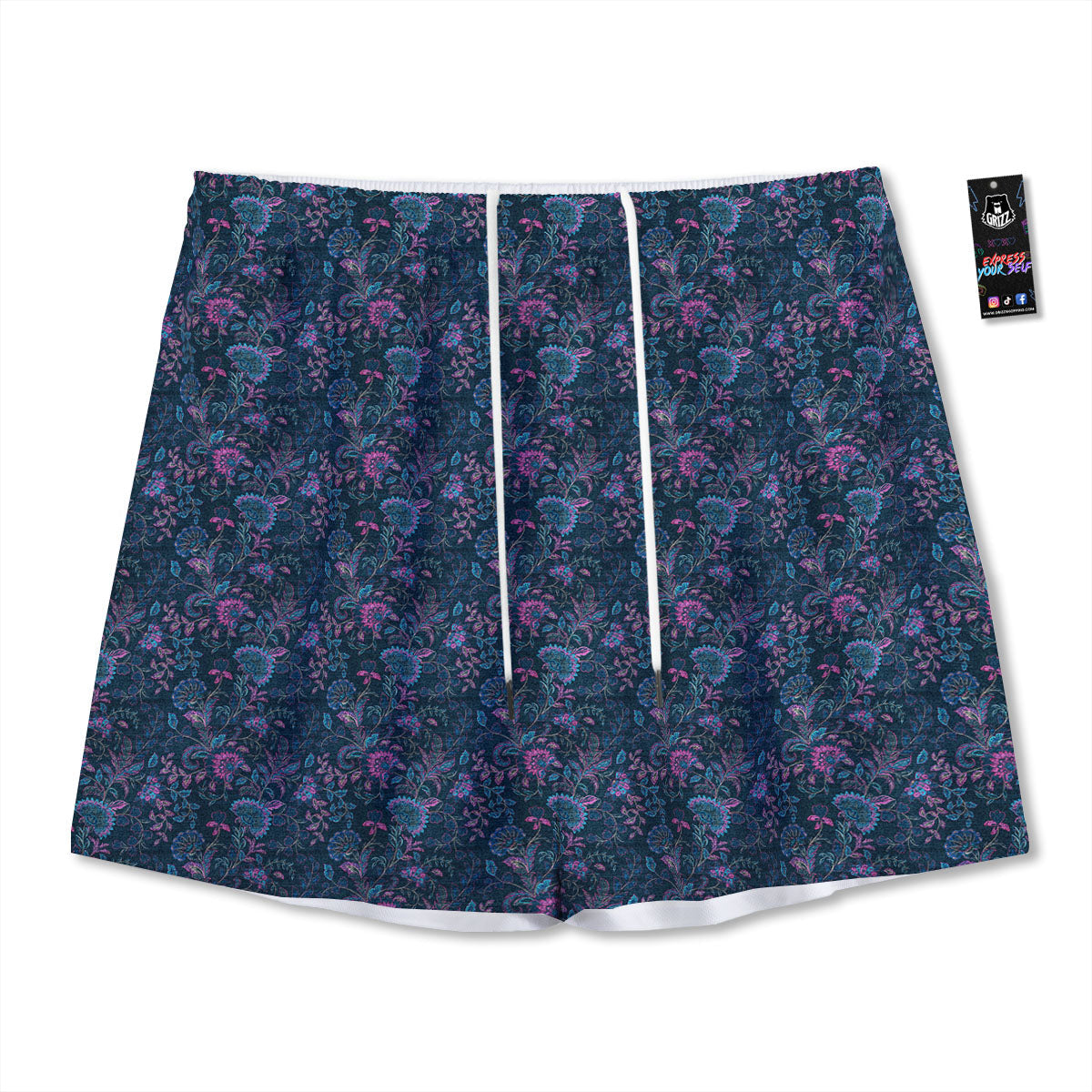 Flower Jeans Denim Print Pattern Mesh Shorts-grizzshop