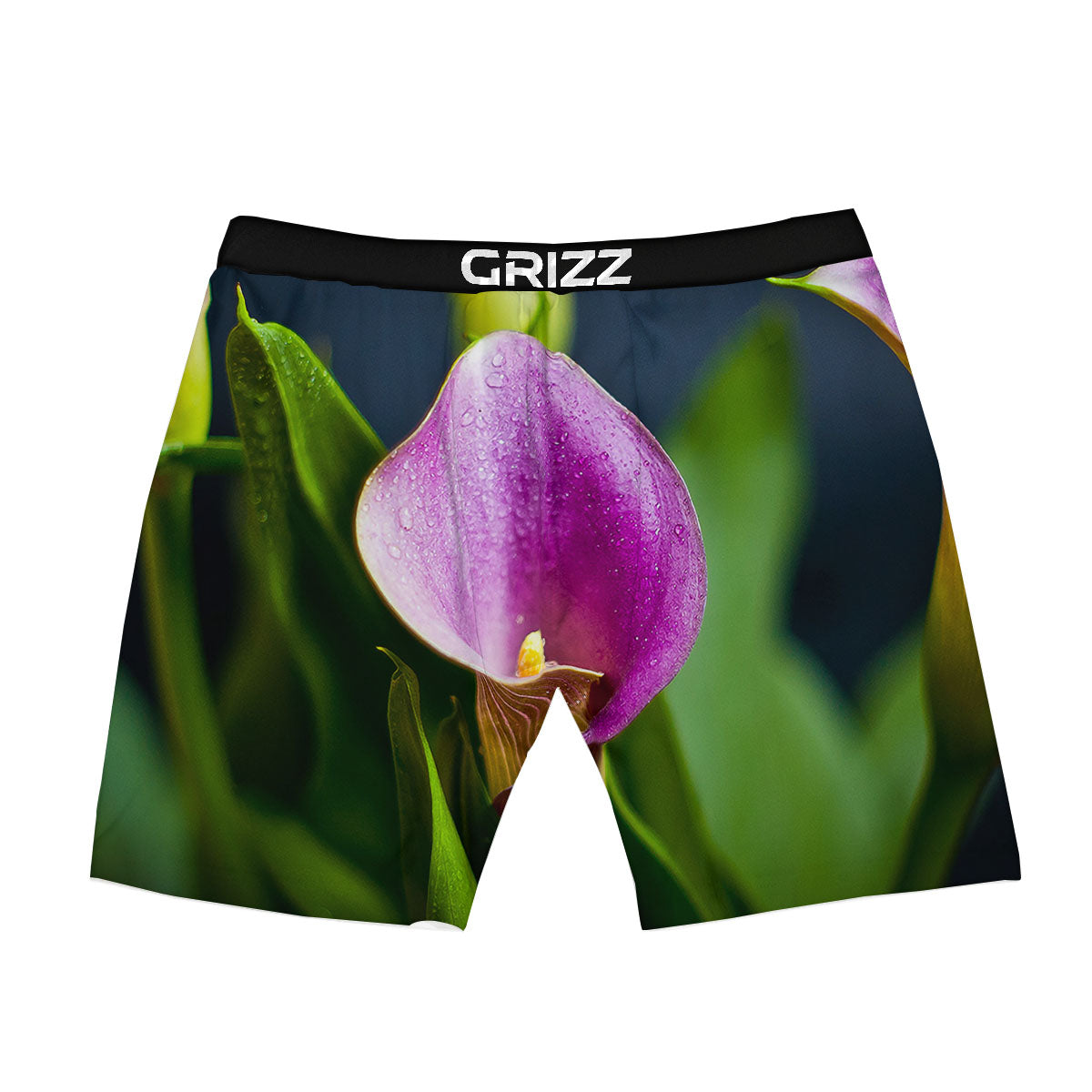 Flower Lily Purple Print Boxer Briefs-grizzshop