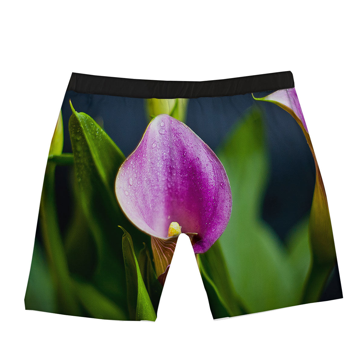 Flower Lily Purple Print Boxer Briefs-grizzshop