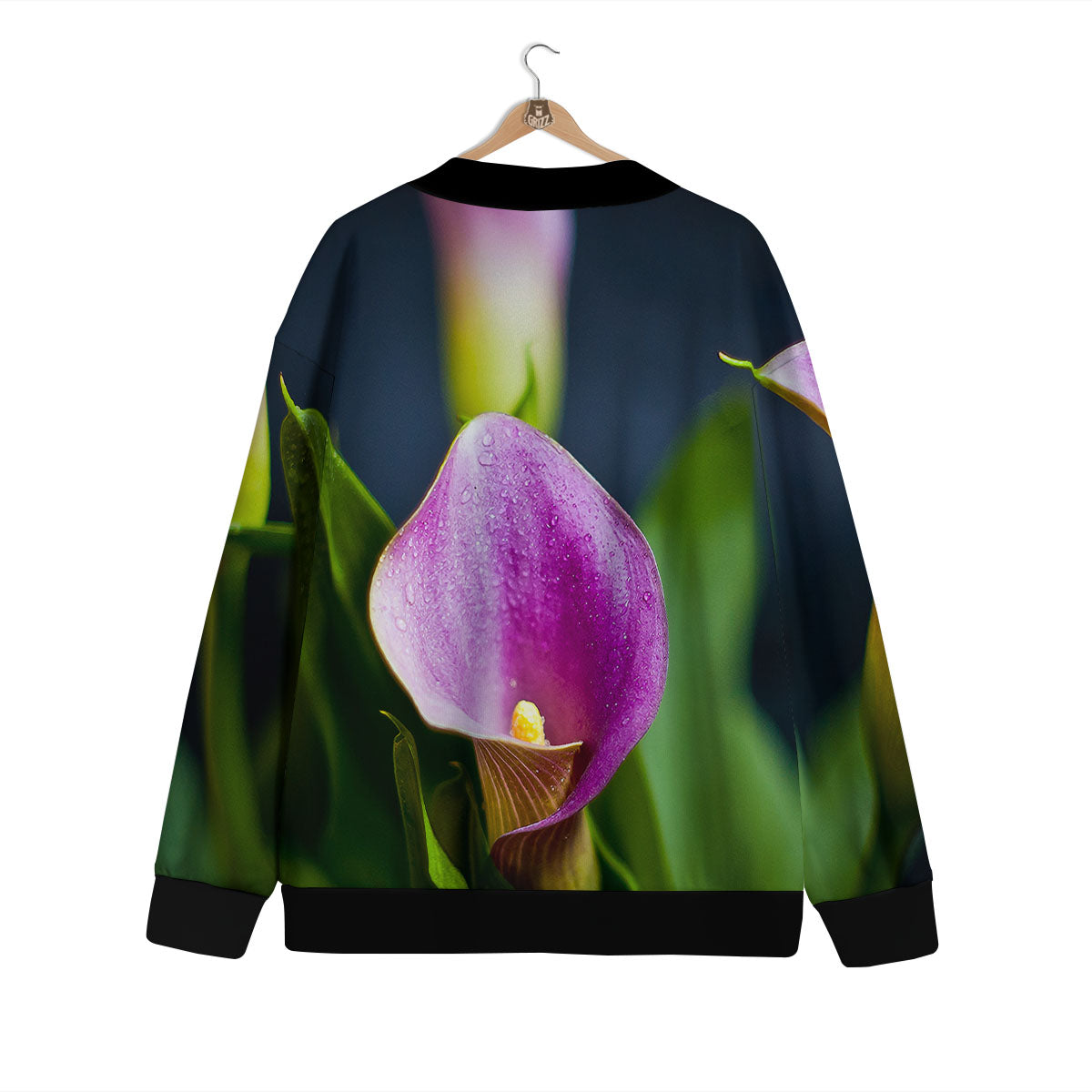 Flower Lily Purple Print Cardigan-grizzshop