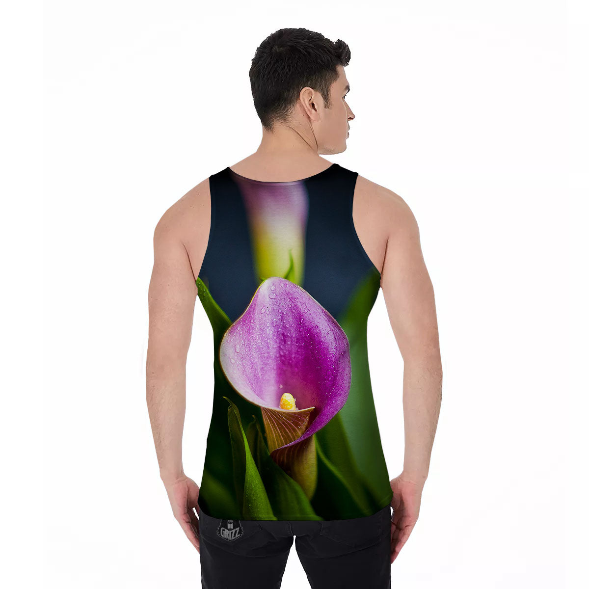 Flower Lily Purple Print Men's Tank Top-grizzshop