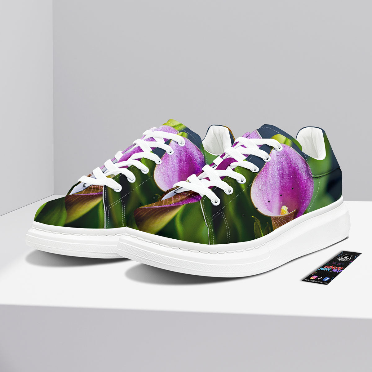 Flower Lily Purple Print Platform Shoes-grizzshop