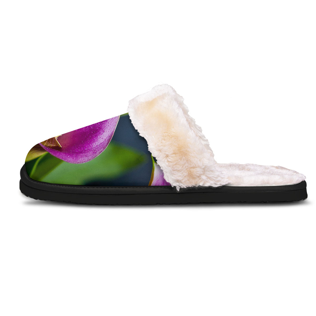 Flower Lily Purple Print Slippers-grizzshop